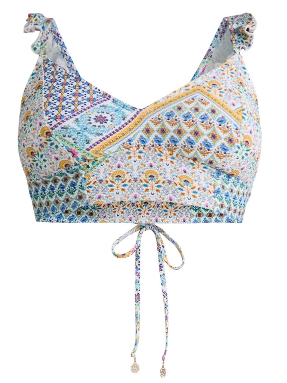 Jessica Simpson Multicolor Printed Ruffle Strap Bikini Top